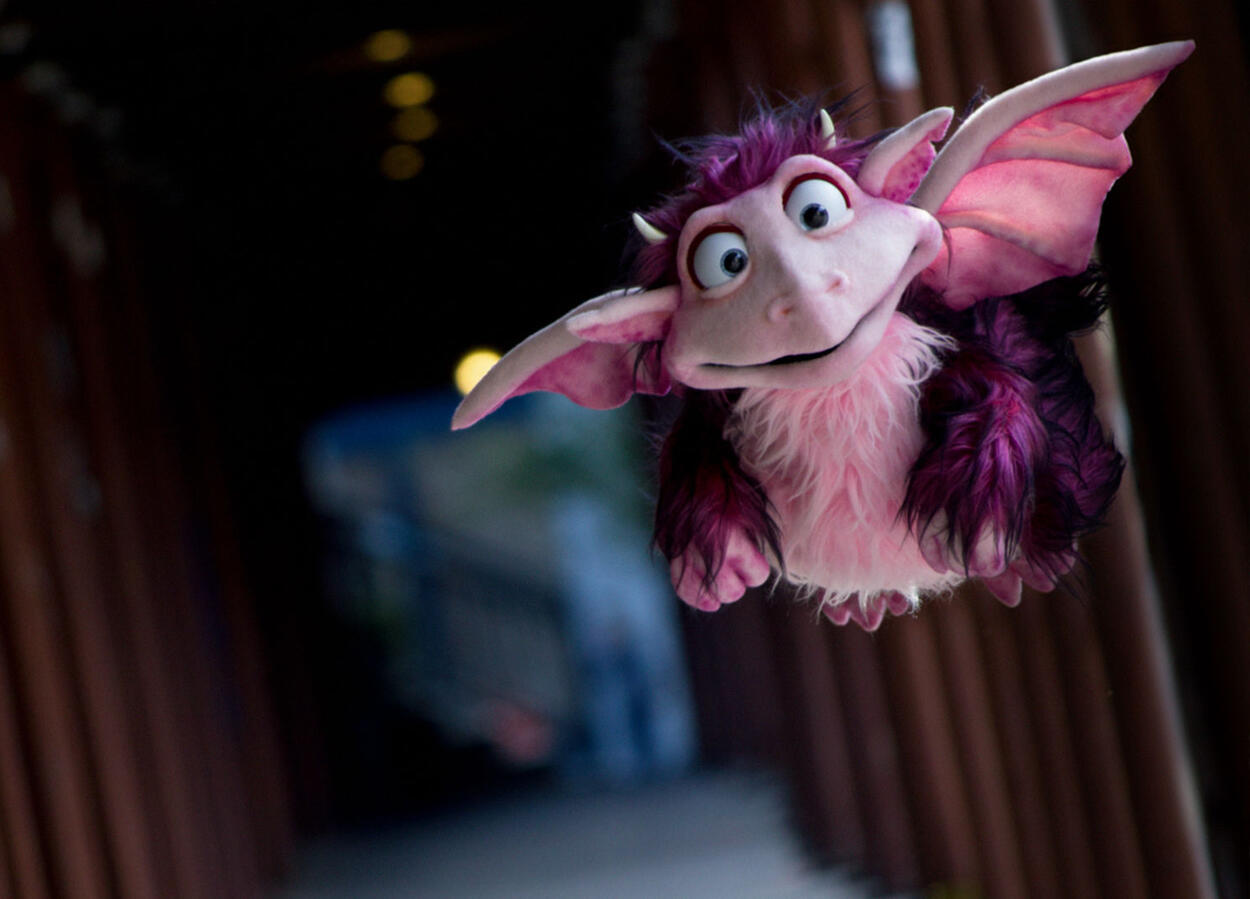 Custom dragon puppet with moveable eyelids